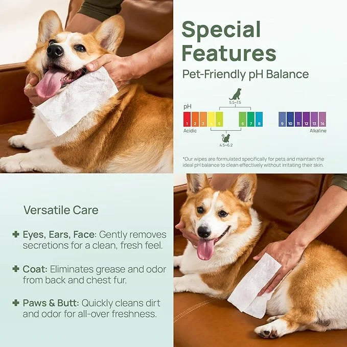 HICC PET Wipes for Dogs & Cats, Cleansing Deodorizing & Soothing Allergy Infections Anal Gland Pets Wipes with Coconut Oil...