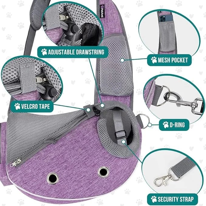 PetAmi Dog Sling Carrier for Small Dogs, Puppy Carrier Sling Purse, Dog Bags For Traveling, Carrying Bag to Wear Medium Ca...