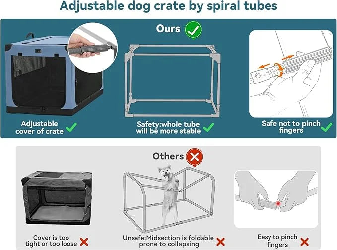 PETSFIT Collapsible Dog Crate, with Patented Adjustable Fabric Cover, Chewproof & Lockable Mesh Doors, Waterproof Base Sof...