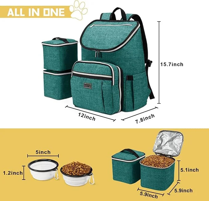 BAGLHER Travel Dog Backpack - Detachable Travel Dog Food Container for Pet Supplies Dog Gear Backpack,Dog Bag for Travelin...