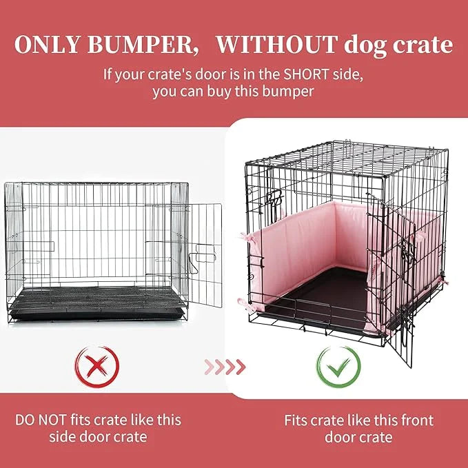 Hombys Dog Crate Bumper with Ties - Soft Crate Accessory -Kennel Cover - Training Pads for Front Door Crates, 24"x18", Pin...