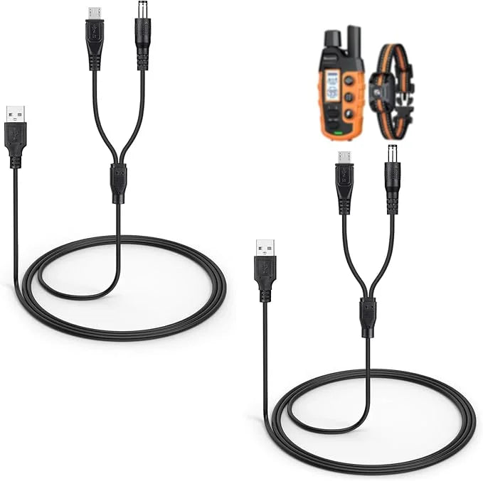 2-Pack Charger Cord for Bousnic Dog Shock Collar RS2A and RS2B, 2-in-1 Training Collar USB Charging Cable - Product Image