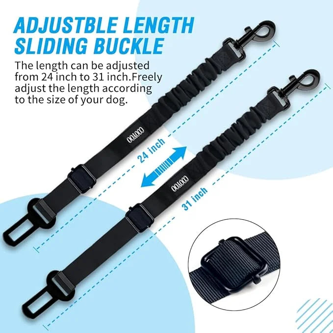 COOYOO Dog Seat Belt,3 Piece Set Retractable Dog Car Harness Adjustable Dog Seat Belt for Vehicle Nylon Pet Safety Seat Be...