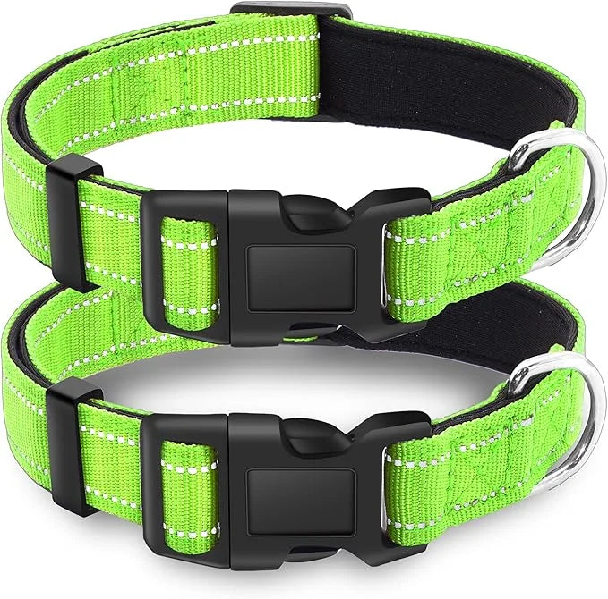 2 Pack Reflective Dog Collar with Safety Locking Buckle, Adjustable Soft Breathable Comfortable Nylon Pet Collar for Small...