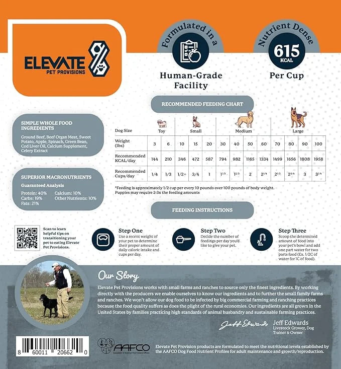 100% Human Grade Air Dried Dog Food - All Natural - USA Grass Fed Beef - Limited Ingredient Dog Food - Grain Free - Dehydr...