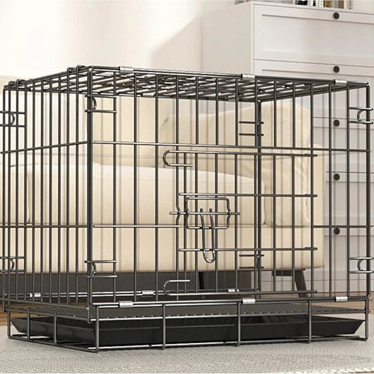 Heavy-Duty Steel Dog Crate - Foldable Single/Door Pet Kennel with Secure Lock, 19.5"x13.4"x16.3" Indoor Cage for Small/Med...