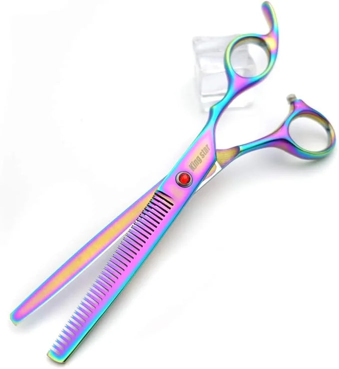 7.0in Titanium Professional Pet Grooming Scissors Set,Straight & Thinning & Curved Scissors 3pcs Set for Dog Grooming,A349...