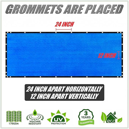 ColourTree 5' x 10' Blue Custom Size Shade Cloth with Grommets - 90% Sunblock, Durable Mesh Fabric Tarp for Dog Kennel Cov...