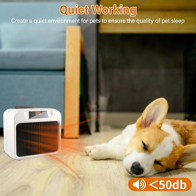 Thermostatic Dog House Heater with Anti-Bite Wires, Wall-Mounted Pet House Heater with 2 Wind Speed Modes (300W/600W), Sui...