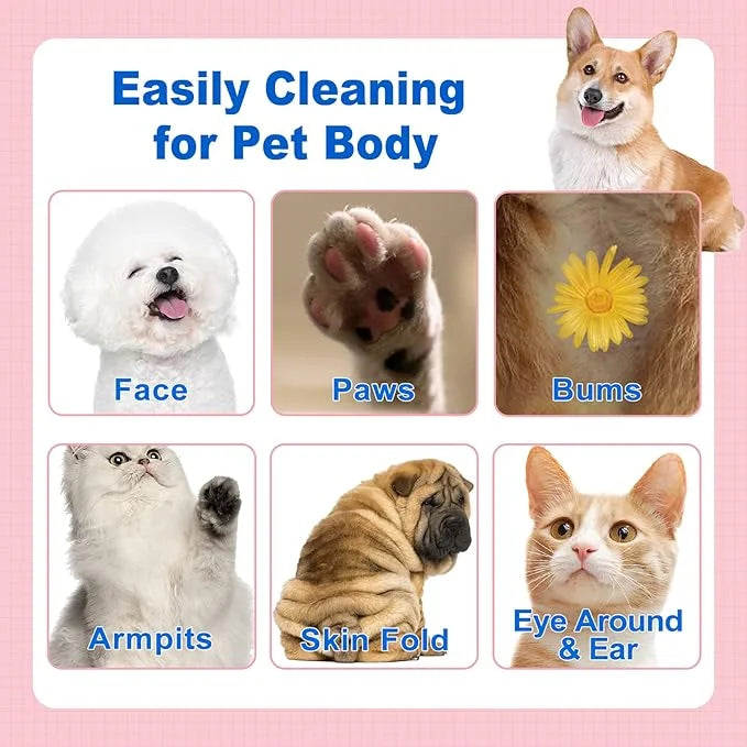 DR.EASY Super Caring Pet Wipes 100ct for Dogs and Cats, Cleans Ears, Face, Butt, Body and Eye Area – Convenient, Ideal for...