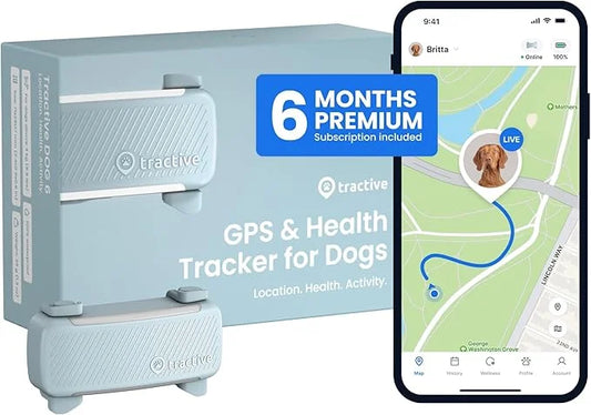 Tractive GPS Dog Tracker (2025 Release with Free 6 Month Subscription) | Real-time Pet Location Tracker | Health & Wellnes...
