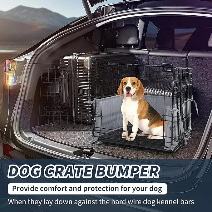 Hombys Dog Crate Bumper with Ties - Soft Crate Accessory -Kennel Cover - Training Pads for Front Door Crates, 30"x18", Gra...
