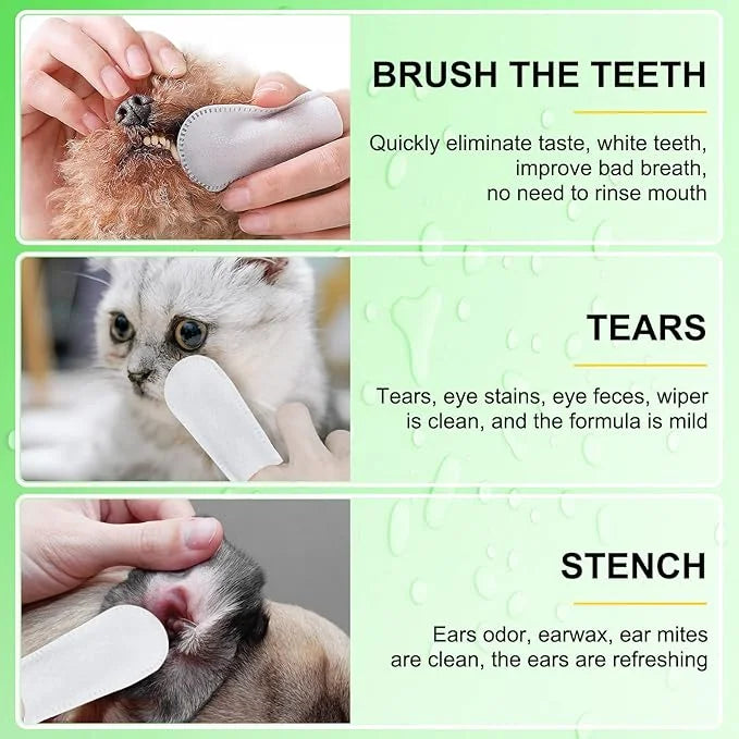 Teeth Cleaning Wipes for Dogs & Cats, Reduces Plaque & Freshens Breath Finger Wipes, Disposable Gentle Cleaning & Gum Care...