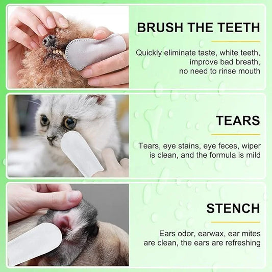 Teeth Cleaning Wipes for Dogs & Cats, Reduces Plaque & Freshens Breath Finger Wipes, Disposable Gentle Cleaning & Gum Care...