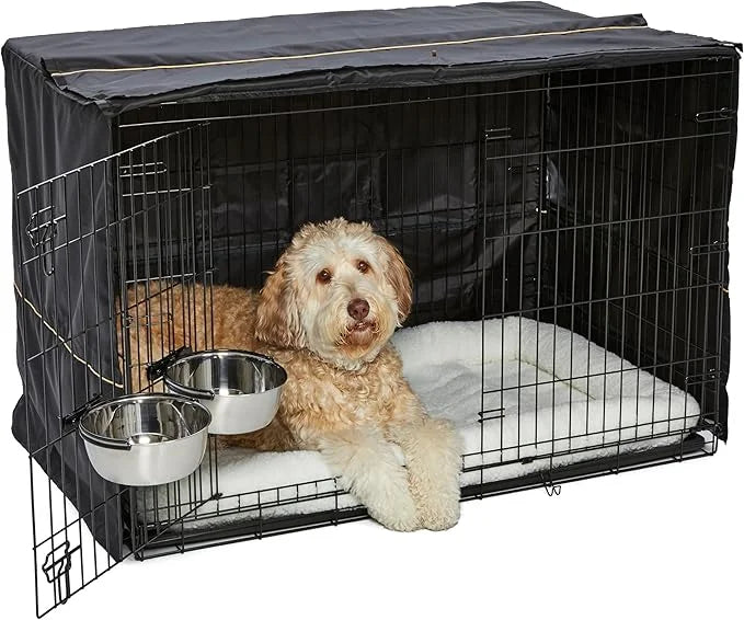 Midwest Homes for Pets 1548DD-KIT 2 Door iCrate Pet Bed, Cover & 2 Bowls, 48" Kit/XL Dog Breed - Product Image