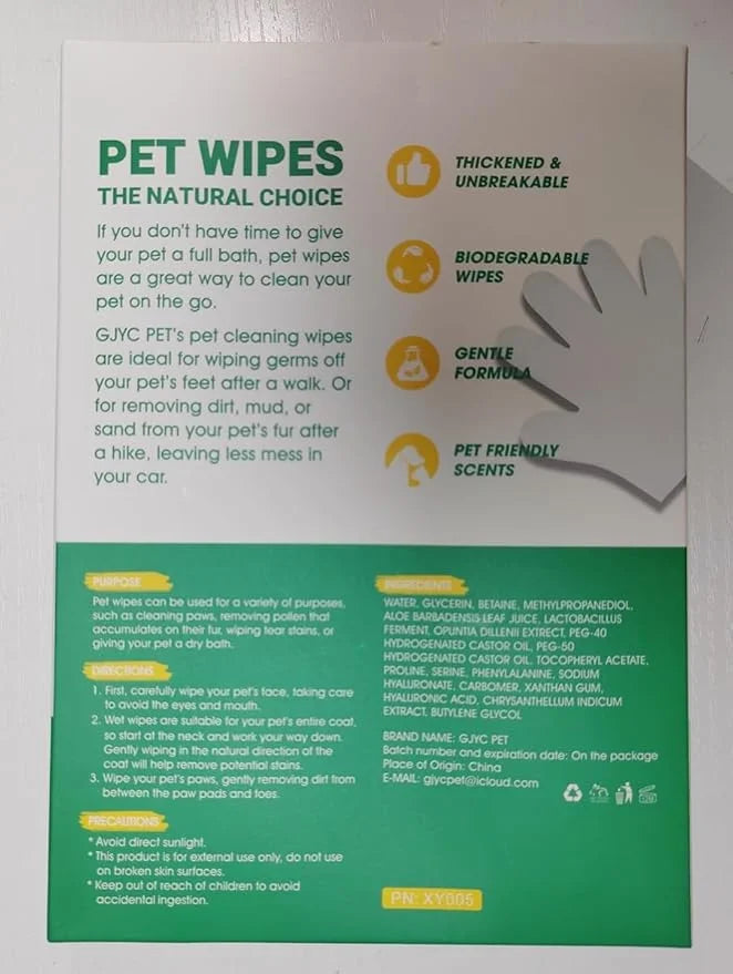 Nourish Fur Pet Grooming Wipe -Extra Thick Gloves, Cleaning & Deodorizing Bathing Wipes for Dogs & Cats, Hypoallergenic, f...