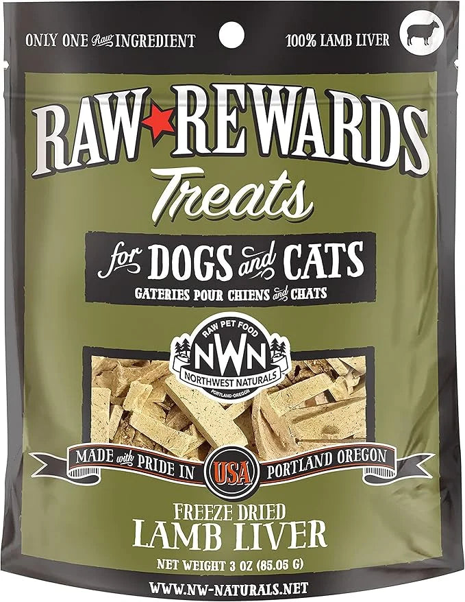 Northwest Naturals Raw Rewards Freeze-Dried Lamb Liver Treats for Dogs and Cats - Bite-Sized Pieces - Healthy, 1 Ingredien...