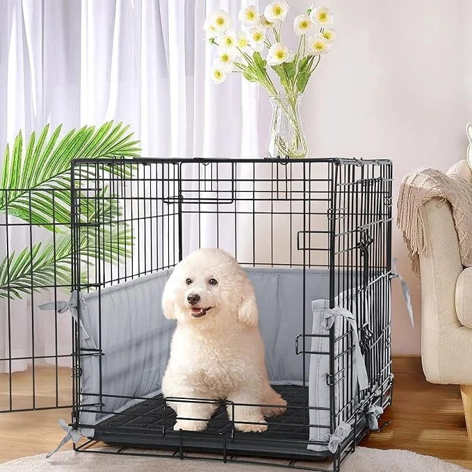 Hombys Dog Crate Bumper with Ties - Soft Crate Accessory -Kennel Cover - Training Pads for Front Door Crates, 35"x24", Gra...