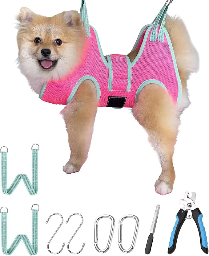 2024 New Grooming Hammock, Hanging Harness Holder for Dog Nail Clipping/Trimming, Sling With Thick Fabric Neck Support & S...