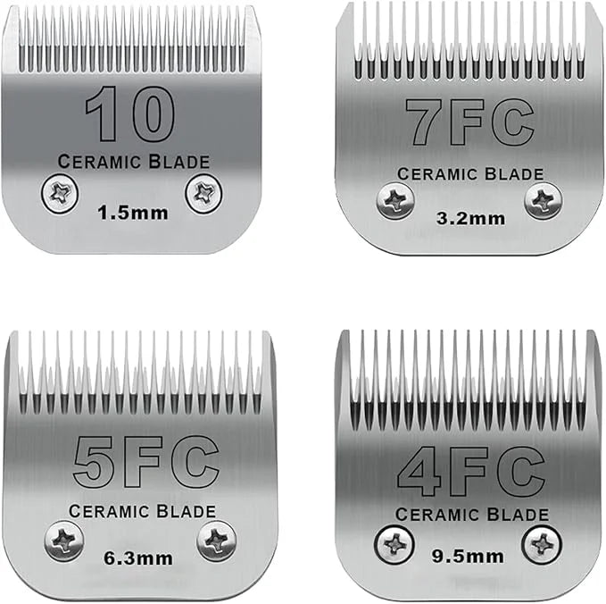 Size 10/7FC/5FC/4FC Detachable Pet Dog Grooming Clipper Ceramic Blades Set,Compatible with Andis,Oster A5,Wahl KM10 Series...