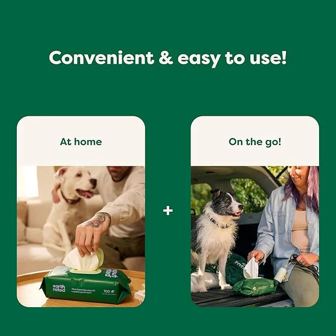 Earth Rated Pet Grooming Wipes for Dogs and Cats, Hypoallergenic, Cleaning and Hydrating, for Paws, Body and Butt, Unscent...