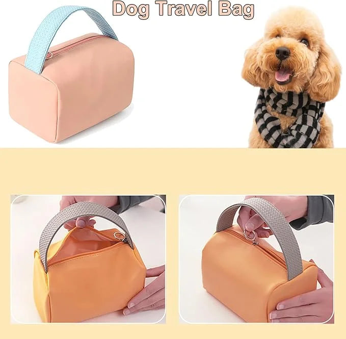Pink Small Dog Travel Bag - Perfect for Storing Dog Bowls, Food, Toys, and Clothes - Lightweight and Portable with Handle ...