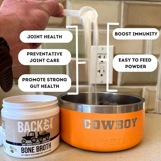 Grass-Fed Beef Bone Broth Powder for Dogs with Probiotics, Chondroitin & Glucosamine – Supports Gut Health, Joint & Immune...