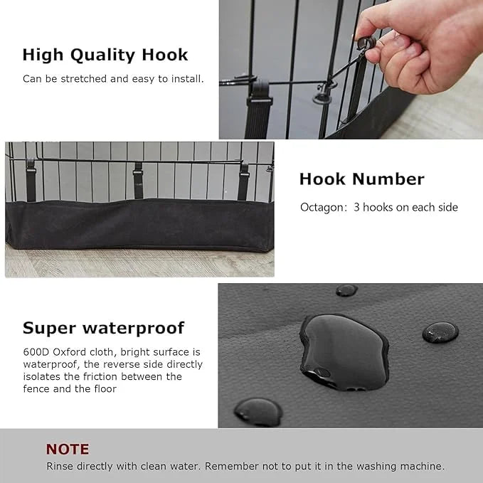PJYuCien Dog Playpen Bottom Pad,Fits 24 Inch 8 Panels Regular Octagon Metal Exercise Pet Pen,Elastic Buckles Connections,B...