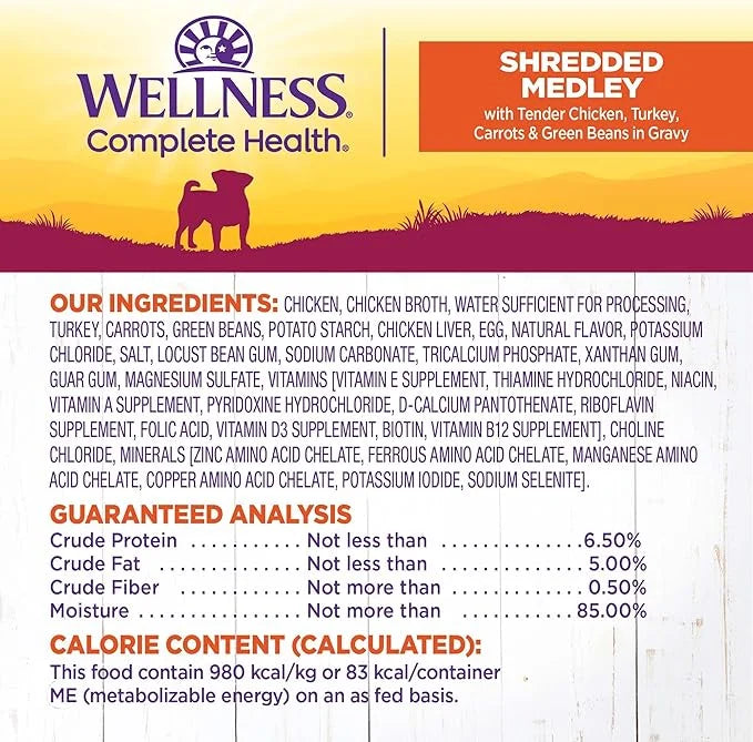 Wellness Petite Entrées Shredded Medley With Tender Chicken, Turkey, Carrots & Green Beans, 3-Ounce Cup (Pack of 12) - Pro...