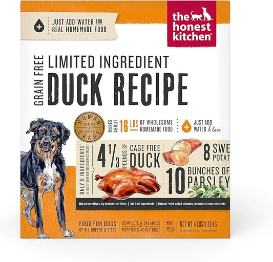 The Honest Kitchen Dehydrated Limited Ingredient Duck Dog Food, 4 lb Box - Product Image