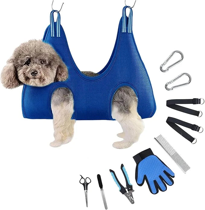 Dog Grooming Hammock Harness for Dogs & Cats with Pet Nail Clipper Trimmer - Pet Grooming Accessory - Dog Slings for Large...