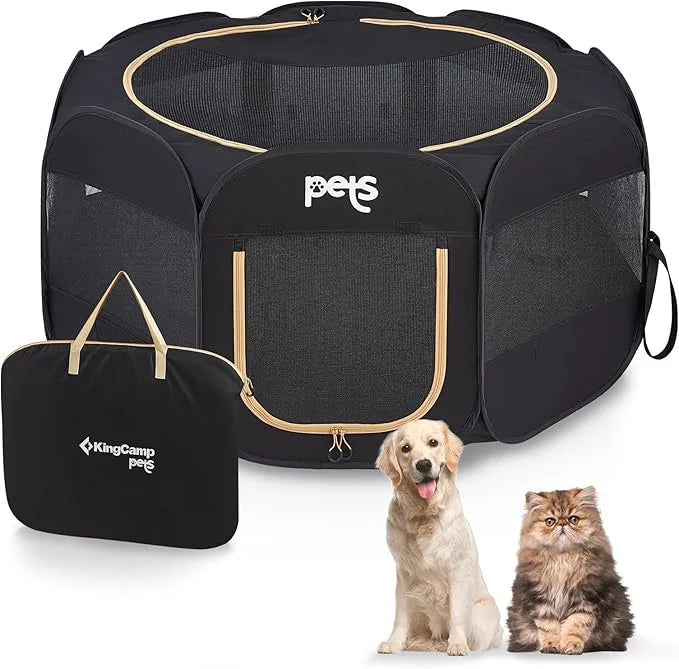 KingCamp Dog Playpen Pet Playpen + Free Travel Bowl Portable Foldable Dog Tent and Puppy Playpen Pet Tent + Free Carrying ...