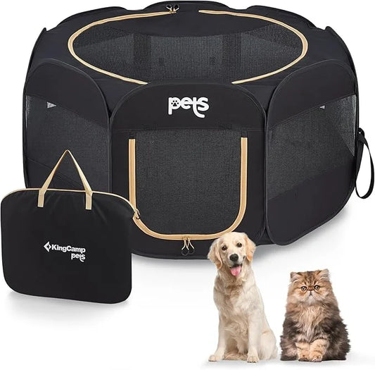 KingCamp Dog Playpen Pet Playpen + Free Travel Bowl Portable Foldable Dog Tent and Puppy Playpen Pet Tent + Free Carrying ...