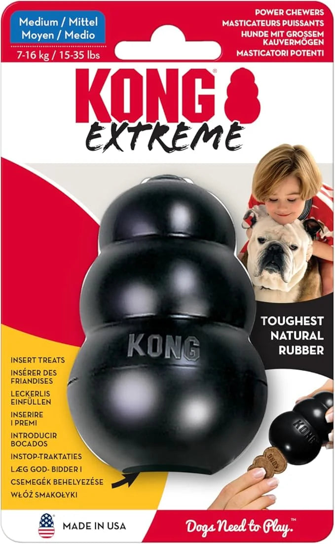 KONG Extreme Dog Toy - Fetch & Chew Toy - Treat-Filling Capabilities & Erratic Bounce for Extended Play Time Most Durable ...