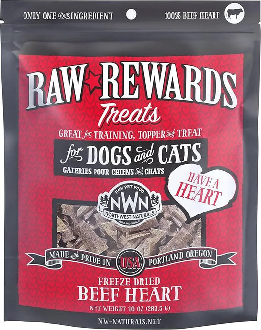 Northwest Naturals Raw Rewards Freeze-Dried Beef Heart Treats for Dogs and Cats - Bite-Sized Pieces - Healthy, 1 Ingredien...