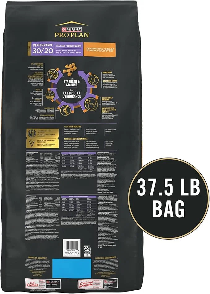 Purina Pro Plan Sport Performance 30/20 Chicken and Rice Formula High Protein Dog Food - 37.5 lb. Bag - Product Image