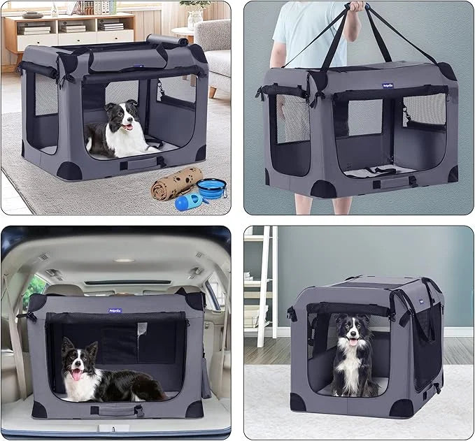 Petprsco Portable Dog Crate - 32"x23"x23" Collapsible Dog Travel Crate for Medium/Large Dogs with Soft Blanket, Foldable B...