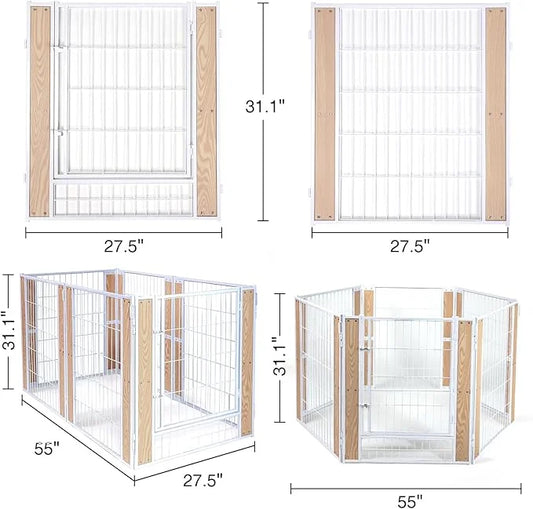 Heavy Duty Dog Playpen 32 Inch Height - Indoor Outdoor Pet Fence Enclosure for Medium and Small Dogs - Foldable Puppy Exer...