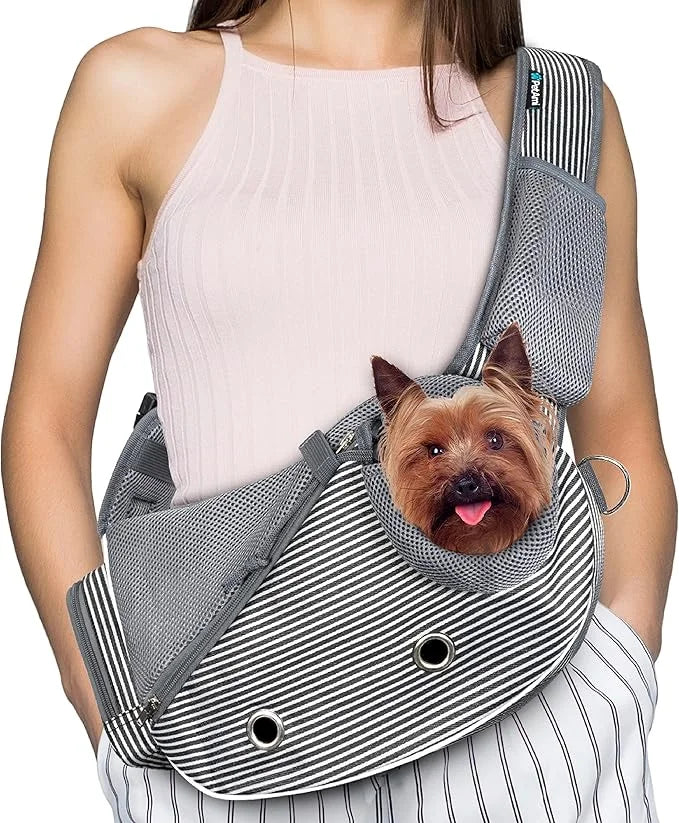 PetAmi Dog Sling Carrier for Small Dogs, Puppy Carrier Sling Purse, Dog Bags For Traveling, Carrying Bag to Wear Medium Ca...