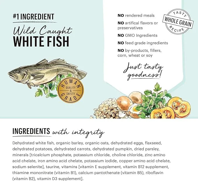 The Honest Kitchen Human Grade Dehydrated Whole Grain Dog Food – Complete Meal or Dog Food Topper – Fish 10 lb (makes 40 l...