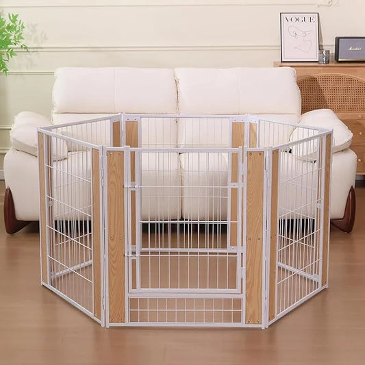 Heavy Duty Dog Playpen 32 Inch Height - Indoor Outdoor Pet Fence Enclosure for Medium and Small Dogs - Foldable Puppy Exer...