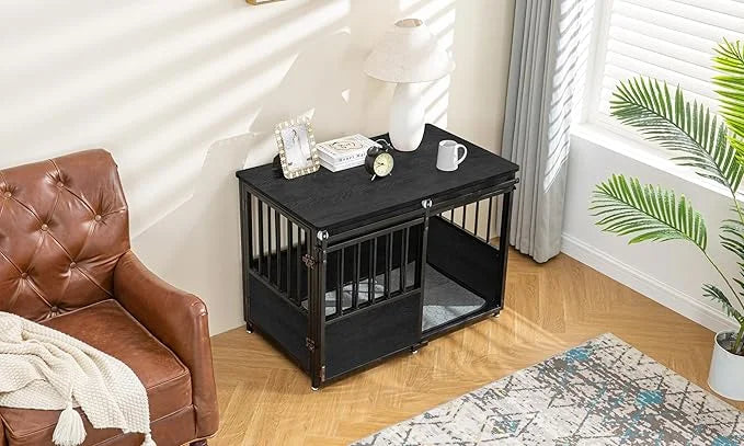 KOOPRO 40 Inch Dog Crate Furniture with Cushion for Small Medium Dogs, Wooden Heavy Duty Dog Kennel with Double Doors, Dec...