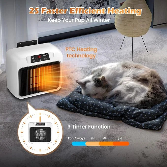 Upgrade 600W Large Dog House Heater w Thermostat, Adjustable Temp & Timer Heating Pet Heater for Outside Winter Insulated ...