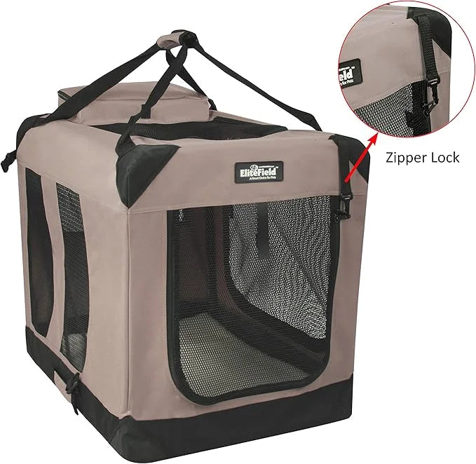 EliteField 3-Door Folding Soft Dog Crate with Carrying Bag and Fleece Bed (2 Year Warranty), Indoor & Outdoor Pet Home (42...