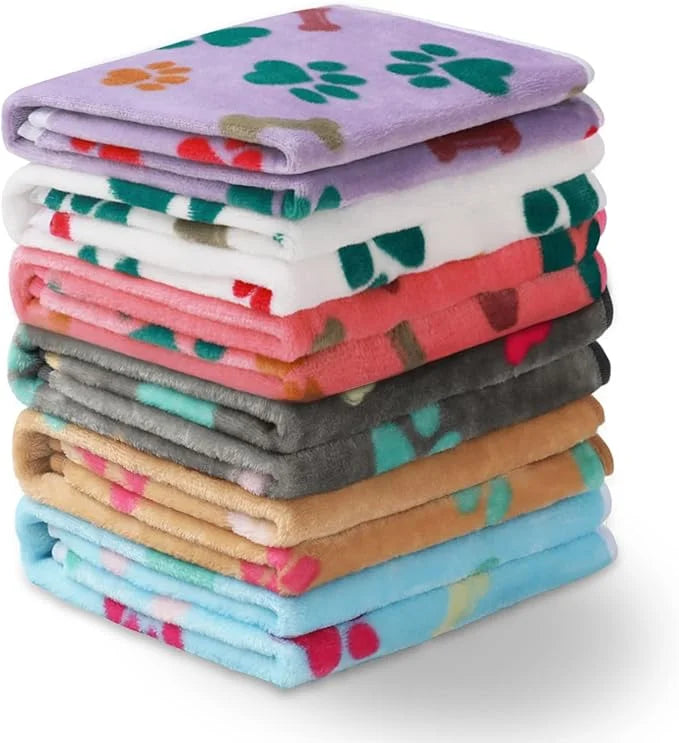 1 Pack 6 Blankets Dog Cat Soft Fluffy Fleece Pet Blanket Warm Cute Print Design Puppy Kitten Blanket Doggy Bone Medium(30"...