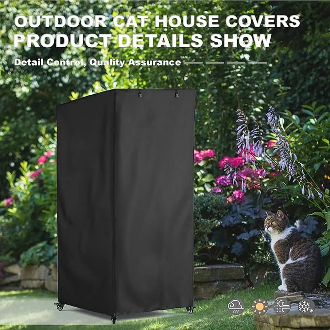 Outdoor Cat House Cover, Super Waterproof Feral Cattery Cat Cover, Cat Enclosure Cover, 600 D Heavy Duty Rain Sheet ,, 32x...