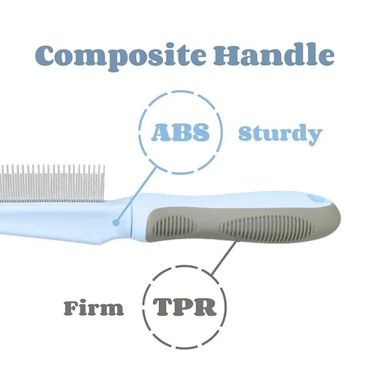 1 PCS Pet Comb Sturdy Pet Grooming Comb Pet Hair Comb with Long & Short Stainless Steel Teeth Comb for Dogs Cats, Light Cy...