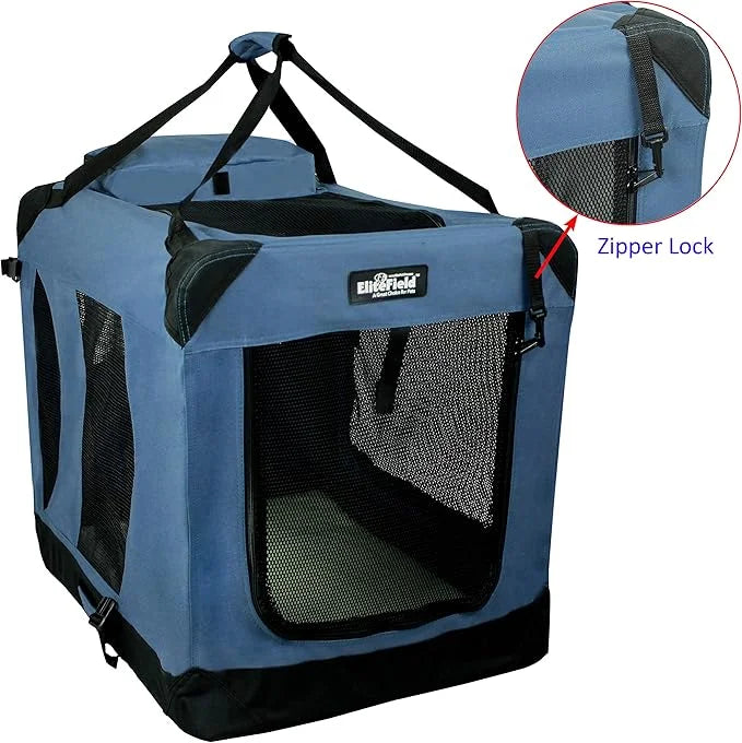 EliteField 3-Door Folding Soft Dog Crate with Carrying Bag and Fleece Bed (2 Year Warranty), Indoor & Outdoor Pet Home (42...