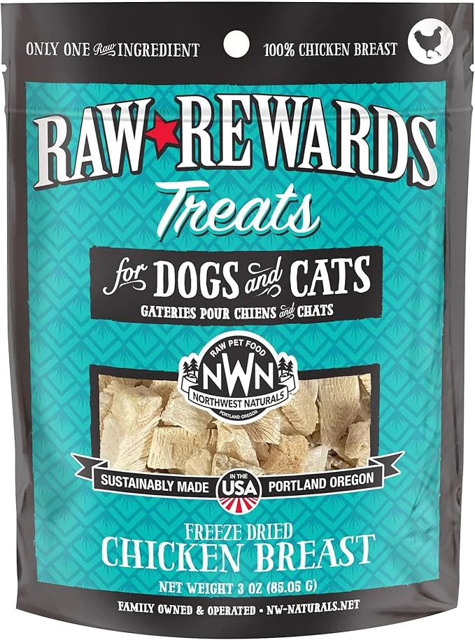 Northwest Naturals Raw Rewards Freeze-Dried Chicken Breast Treats for Dogs and Cats - Bite-Sized Pieces - Healthy, 1 Ingre...
