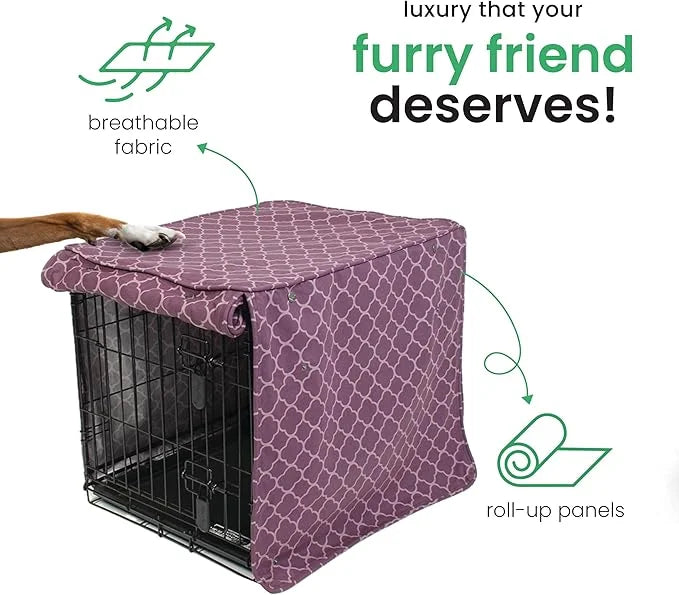 Molly Mutt Royals Dog Crate Cover, 100% Cotton Canvas Cover with 2 Roll-Up Panels, Ideal for Dog or Cat Crate, Durable, Wa...